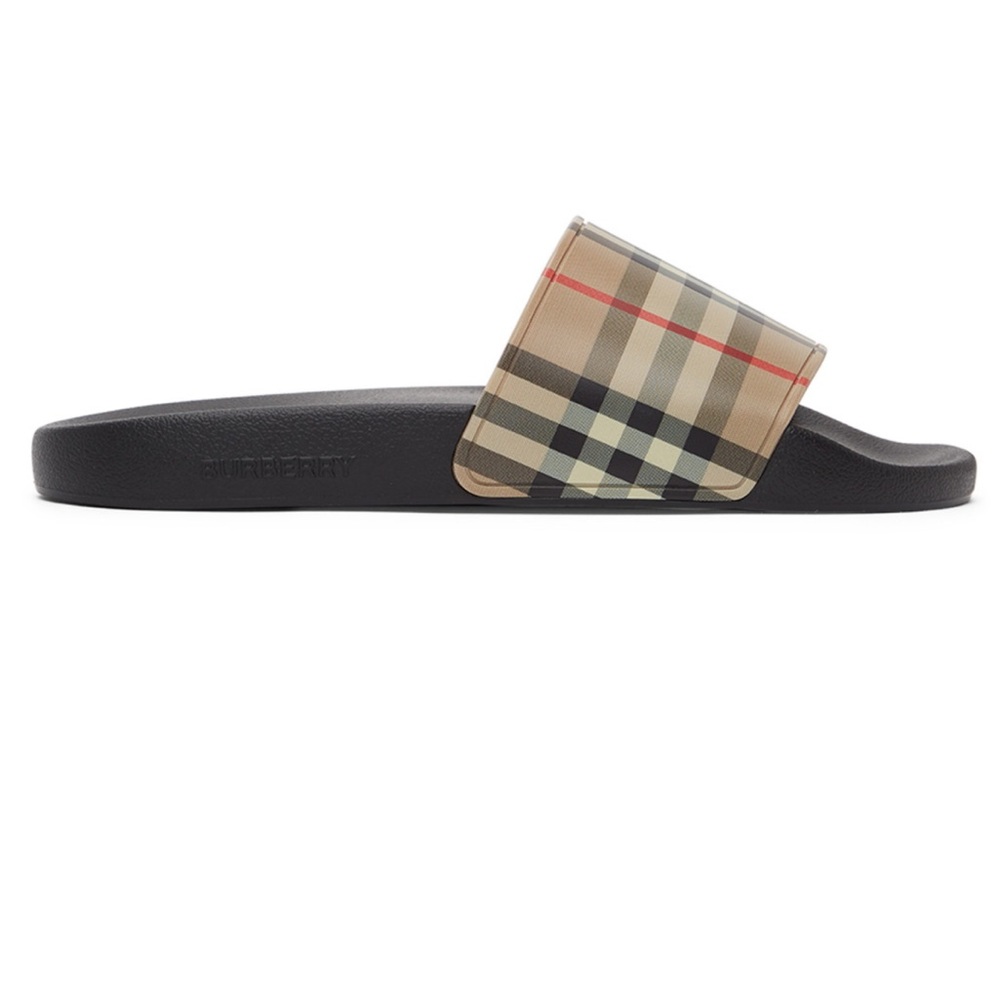 BURRBERRY Beige Check Slides